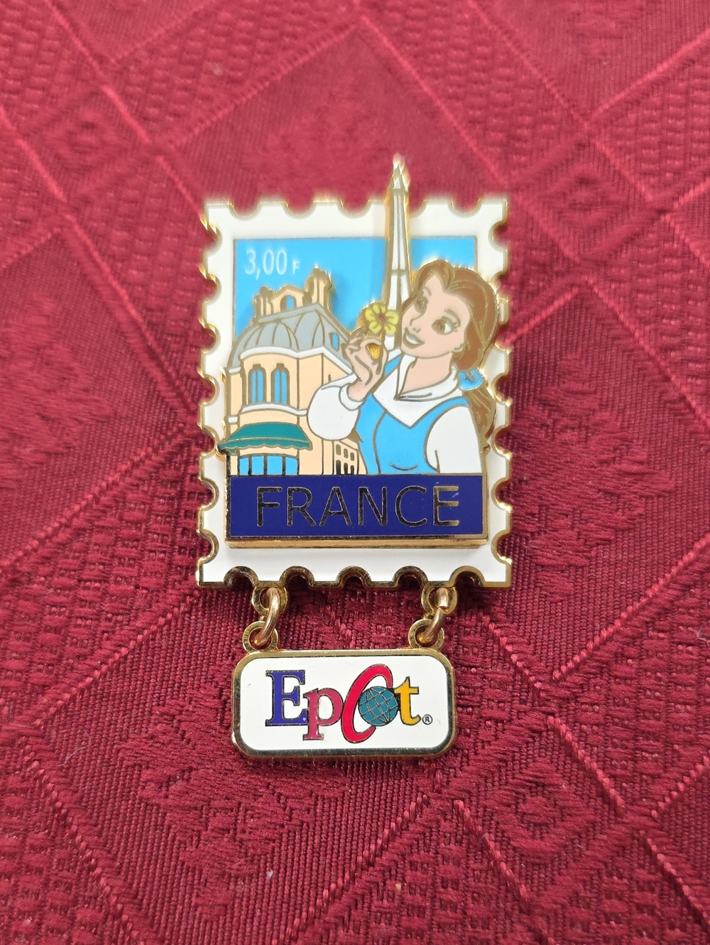 WDW EPCOT 2002 Stamp Dangle Pin Series 9 of 11 (Belle) France